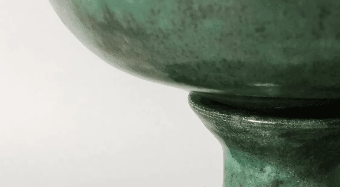 Close-up of the bowl resting on its stand