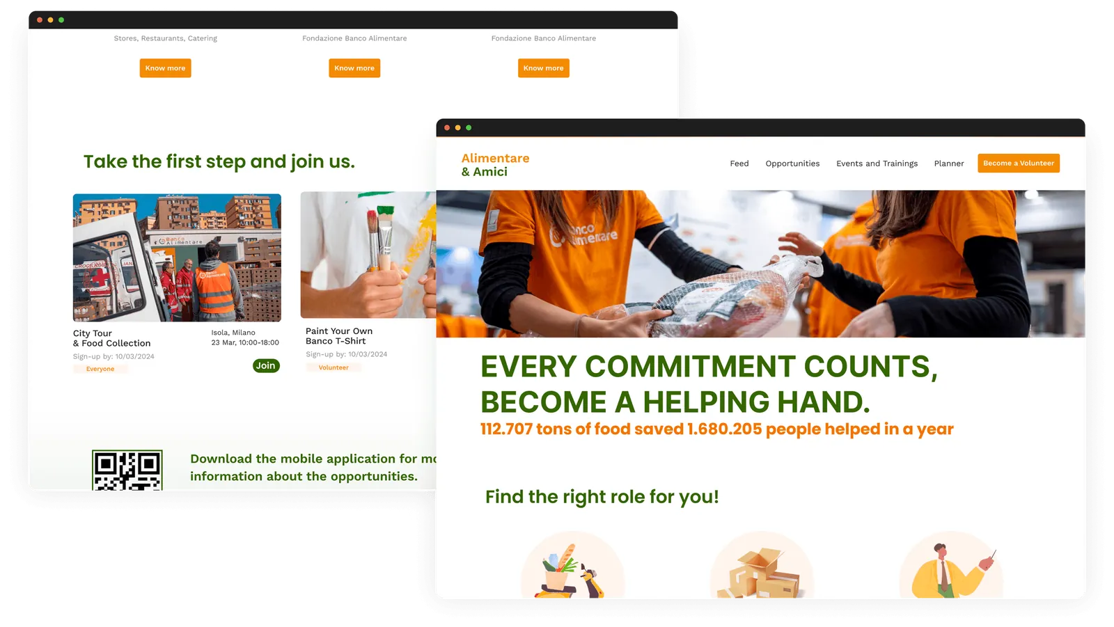 Alimentare & Amici website pages on desktop
